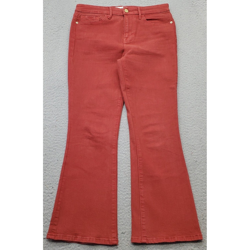 Frame Le Crop Mini Boot Jeans Womens 28 Red Denim Mid Rise 5-Pocket Stretch